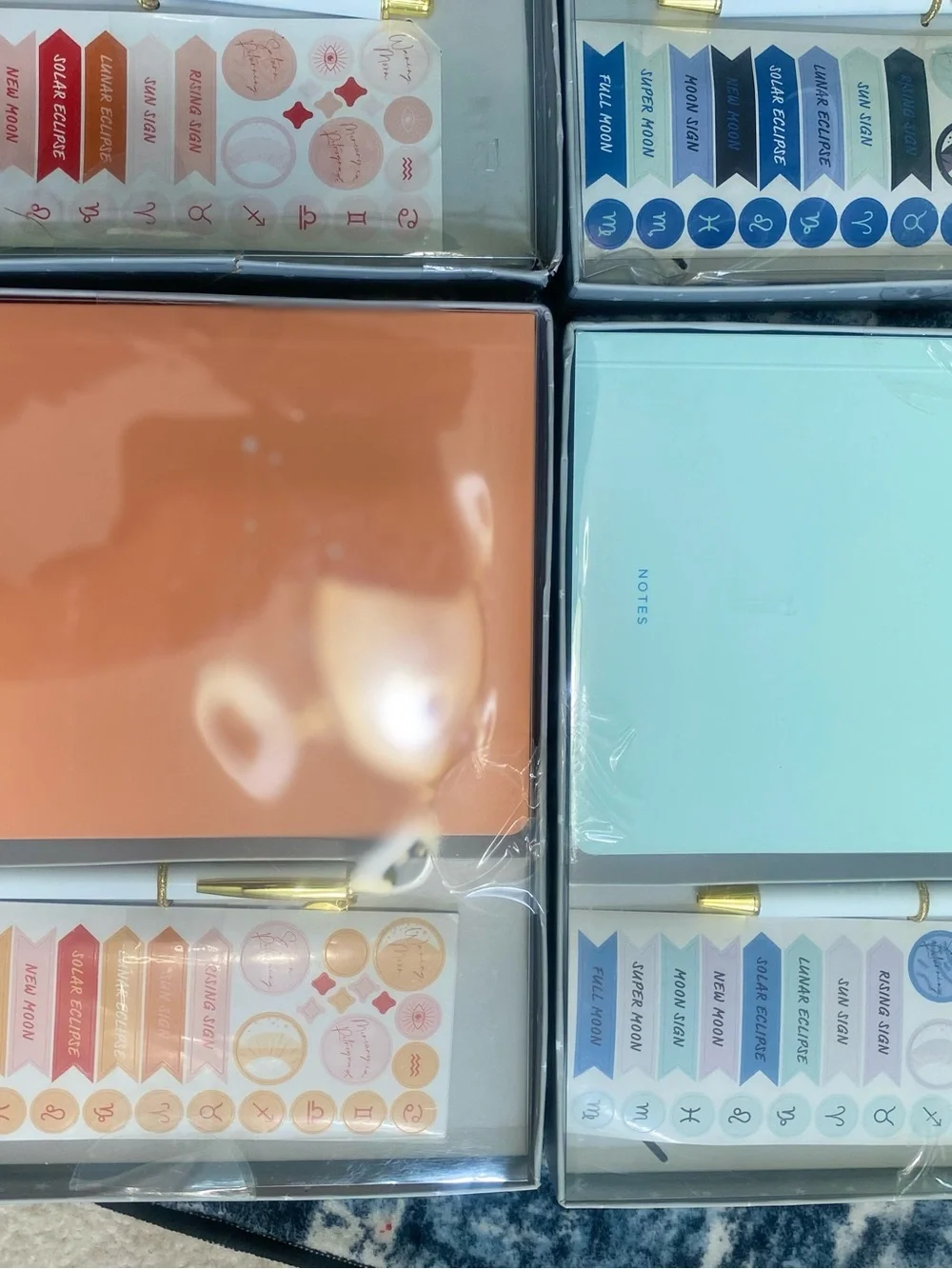 Peach & Mint Stationery Set with Pen and Sticker Sheets